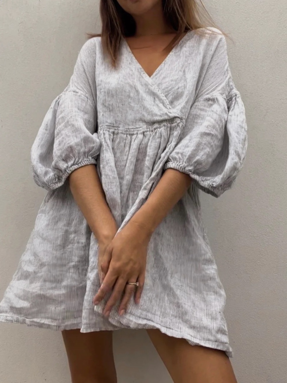 Marlow and Mae Linen Harp Dress beach stripe small pockets